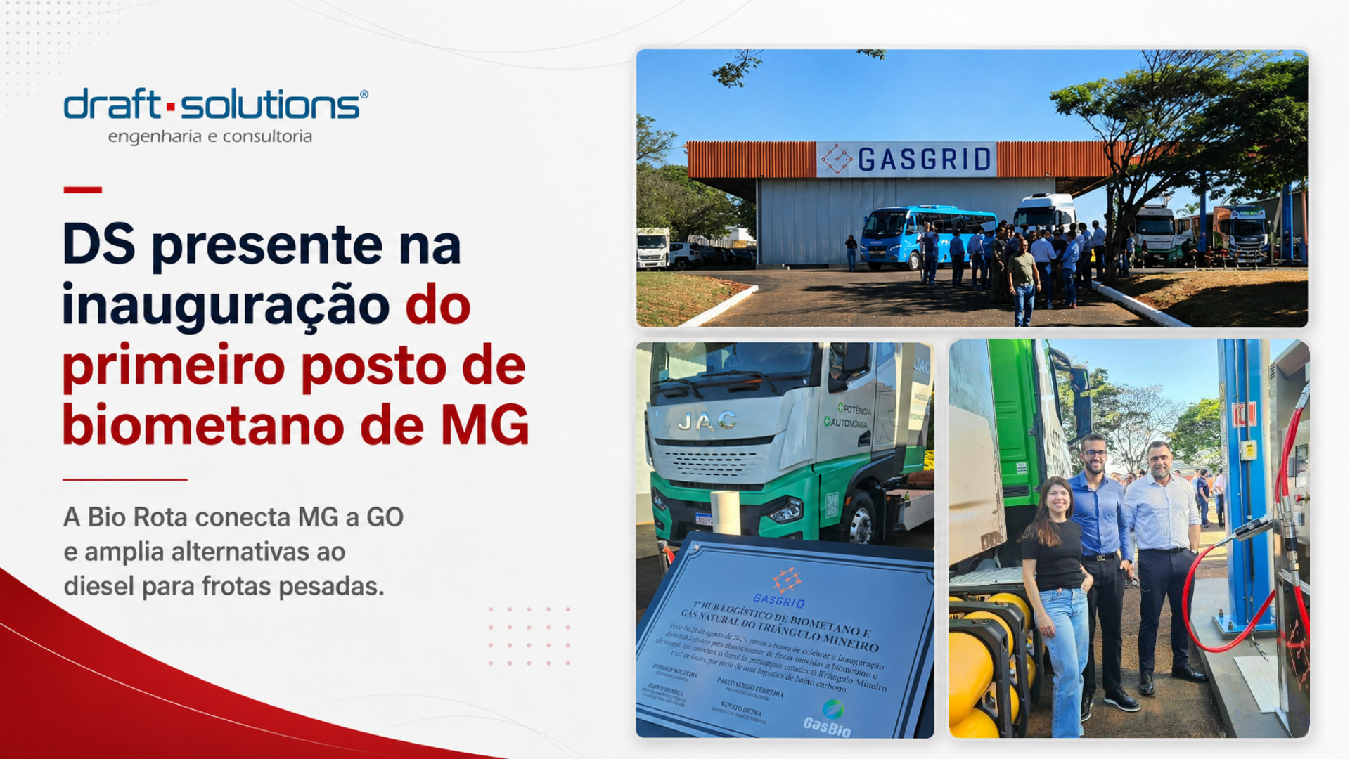 Inauguração do posto Gasgrid com foco em biometano no transporte pesado.
